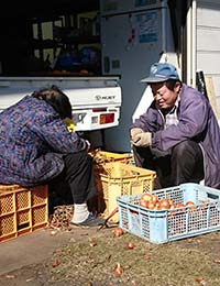 母・澄子さんも、ひなたぼっこをしながら農作業を手伝います